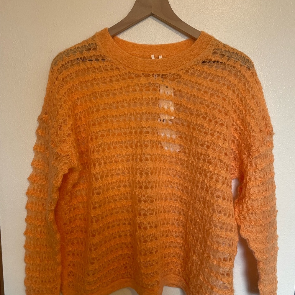 Anthropologie orange open knit sweater